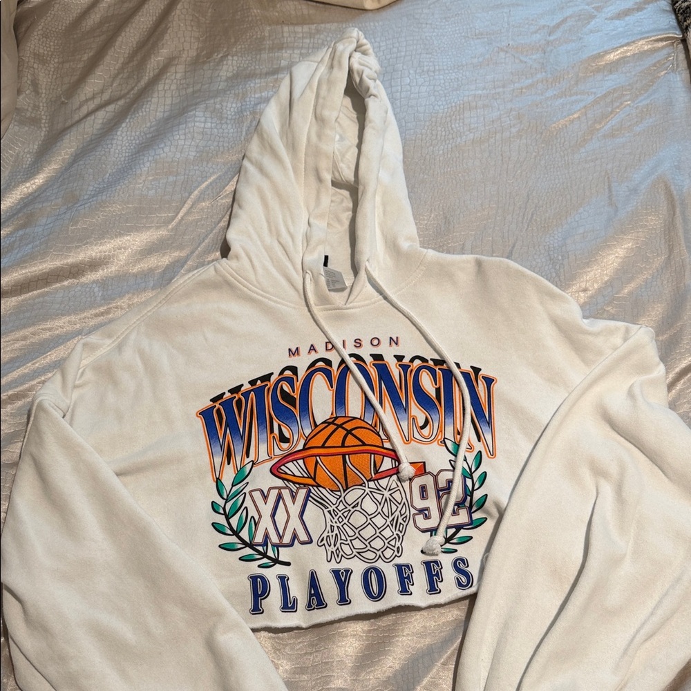 H&M White Wisconsin Playoffs Hoodie
